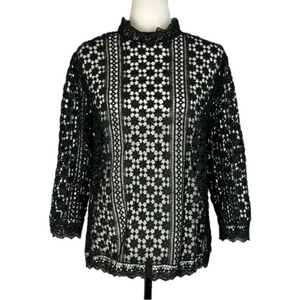 Adiva black crochet lace top